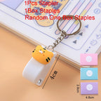 1-3sets Portable Cartoon Animal Mini Trumpet Stapler Paper Binder Stationery Staples Office Binding Tool School Kawaii Supplies