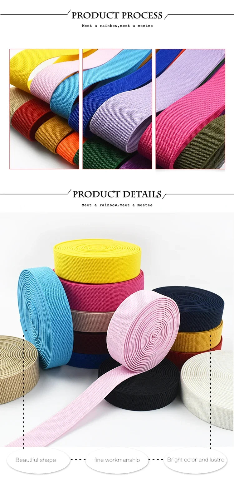 3/5M Meetee 20-50mm Elastic Bands for Trouser Waist Rubber Band Stretch Webbing Tape Belt DIY Underwear Clothes Sewing Accessory