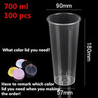 100PCS Plastic Cups With Dome Lids for Iced Cold Drink Coffee Tea Smoothies Sodas Water Party Disposable Tableware dessert cups