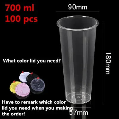 100PCS Plastic Cups With Dome Lids for Iced Cold Drink Coffee Tea Smoothies Sodas Water Party Disposable Tableware dessert cups