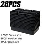 32PCS Desk Drawer Organizers 3 Size Plastic Interlocking Shallow Tool Organizer Tray Dividers Separators Storage Bins Container