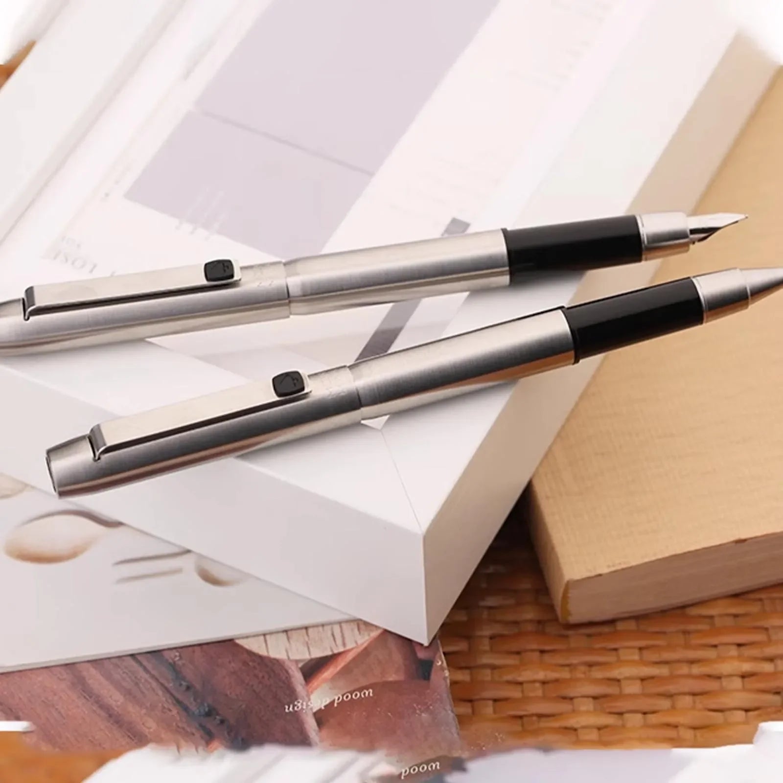 New Moonman B25 Fountain Pen Stainless Steel Imported F nib Ink Absorber Dual purpose Design high-end Office Stationery Supplies