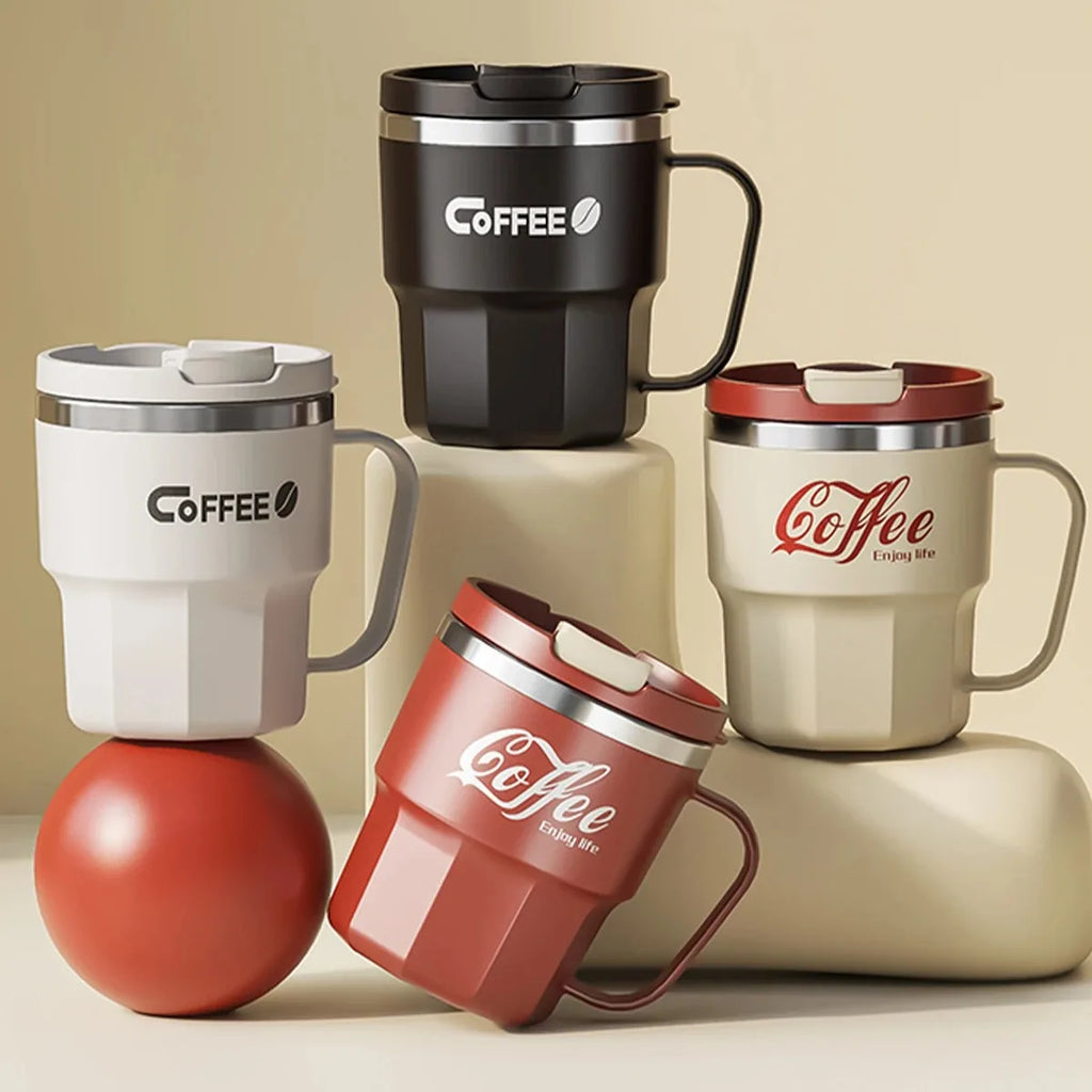304 Stainless Steel Thermal Water Cup With Handle Portable Double Wall Insulated Mug Sealed Drinking Cup For Cold And Hot Drinks
