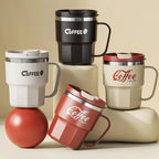 304 Stainless Steel Thermal Water Cup With Handle Portable Double Wall Insulated Mug Sealed Drinking Cup For Cold And Hot Drinks
