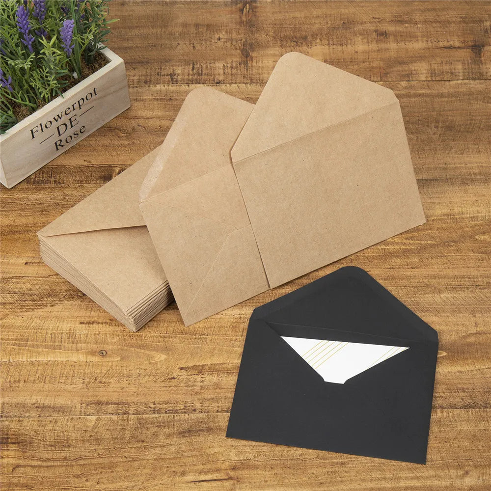 20pcs White Black Kraft Paper Envelopes for Wedding Invitation Greeting Card Black Postcard Photo Packing Paper Gift Envelope
