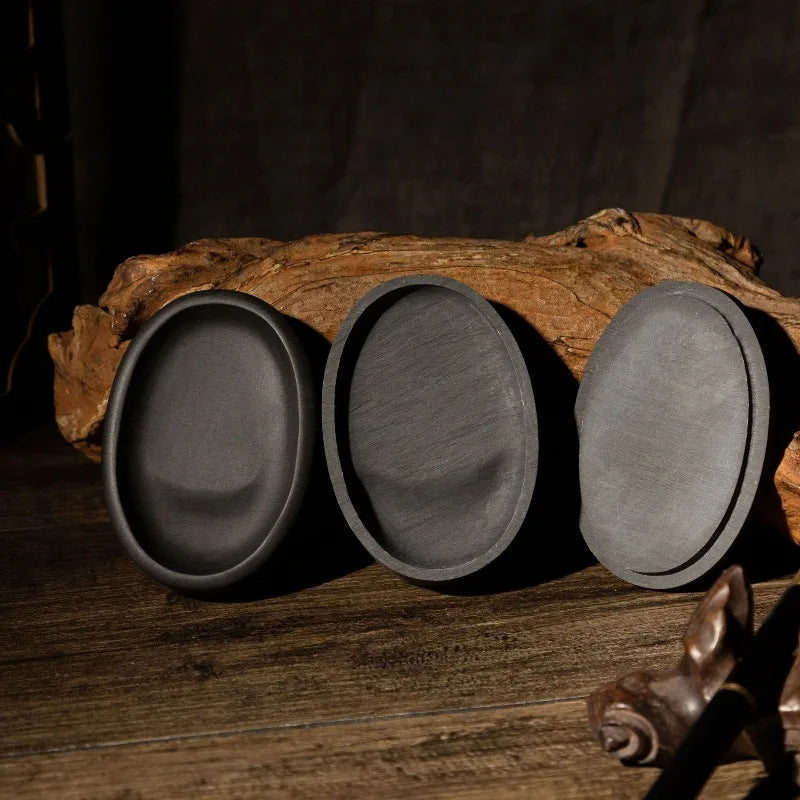 Horseshoe Inkstone Rough Stone Covered Ribbed Inkstone Study Four Treasures Grinding Ink Inkstone