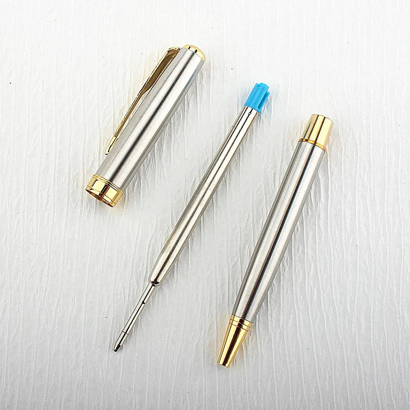 Luxury Metal Rollerball Pen 0.7mm Blue Ink Steel Gold Business Signature Pens for School Office Writing Supplies Stationery