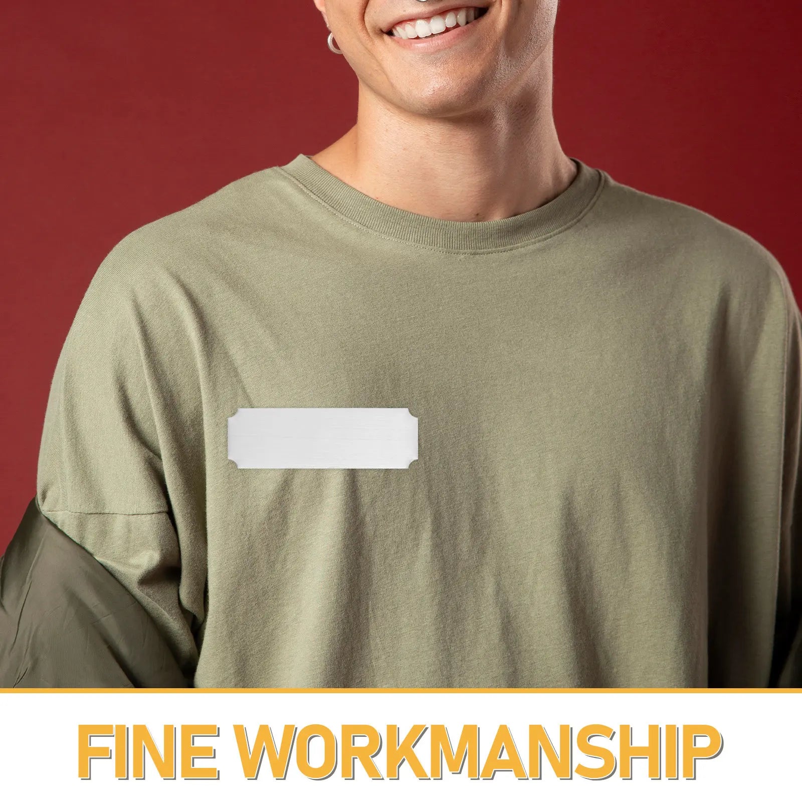20Pcs Stainless Steel Blank Name Plates Rectangle Self Adhesive Metal Tags for Office Desk Employee Id Badges Employee Name Tags