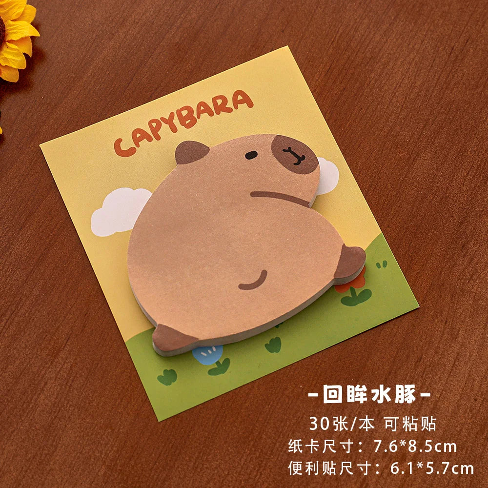 30Sheets Capybara Alien Memo Pads Simple Scrapbooking Sticker School Supplies Post Sticky Notes Office Stationery