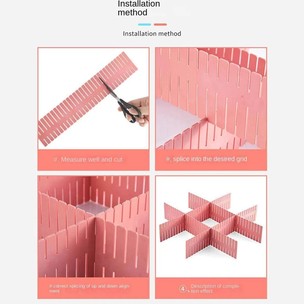 4Pcs Drawer Storage Dividers Sock Compartment Box Free Combination Plastic Partition Board Underwear Grid Divider Organizer Cosmetics Miscellaneous Compartment Box