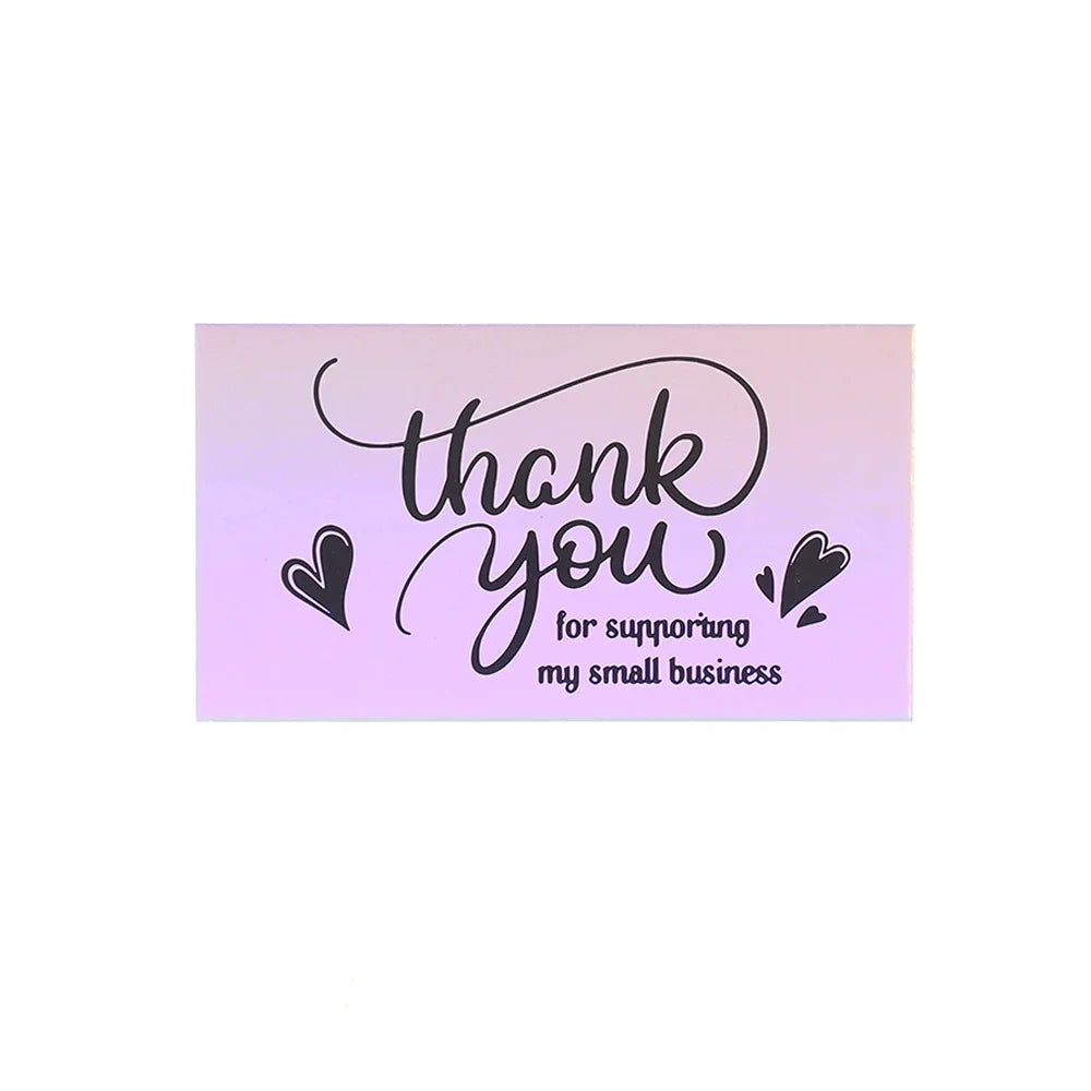 50 Pcs Thank You For Supporting My Small Business Reflective Laser Appreciate Cards Greeting Postcard For Online Retail Shopping