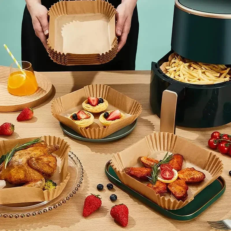 Disposable Round Square Air Fryer Paper Liner Non-Stick Airfryer Baking Paper Kitchen Cooking Accessories