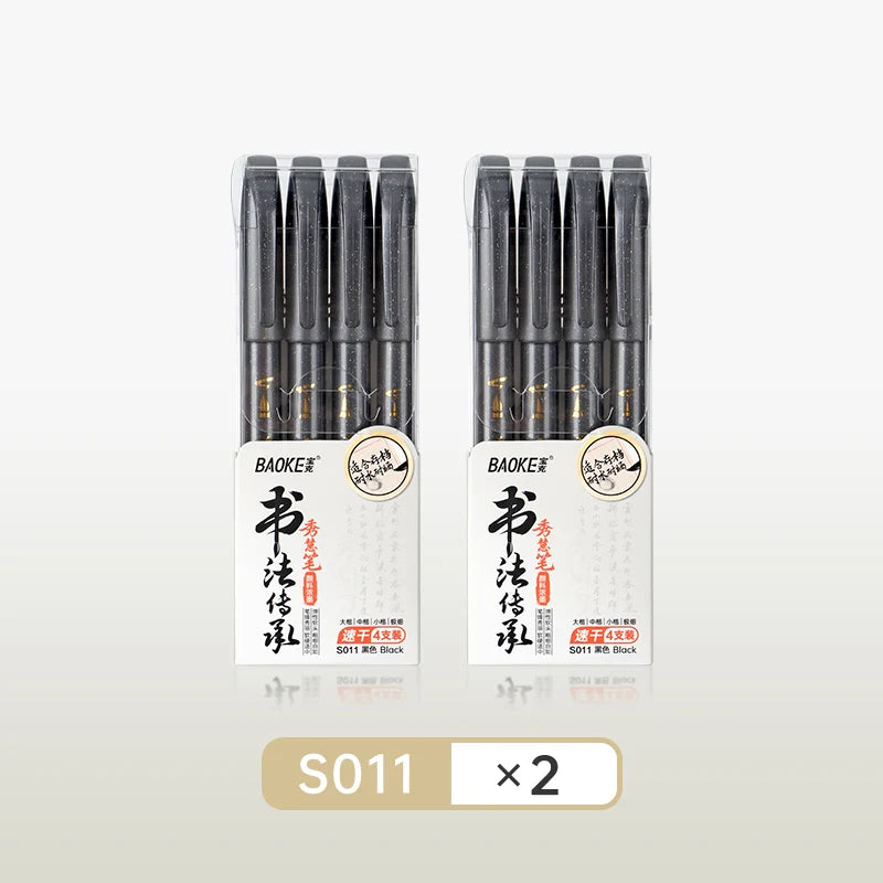 BAOKE 4-Size Calligraphy Pen Set for Writing, Drawing & Hand Lettering, Black Ink Brush Markers for Art, Calligraphy, Sketching