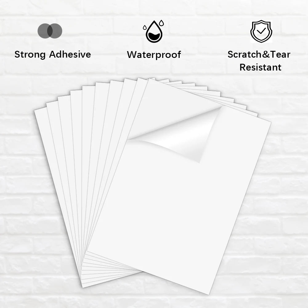 20/50Sheets Matte Printable Vinyl Sticker Paper Waterproof A4 Printing Paper for Inkjet Printer DIY Adhesive White Label Sticker