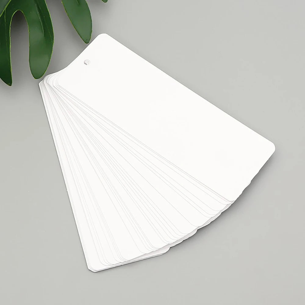 30 Sheets Blank Round Corner Bookmark Cards with Hole, 350g Kraft Paper & White Cardstock for DIY Art Painting