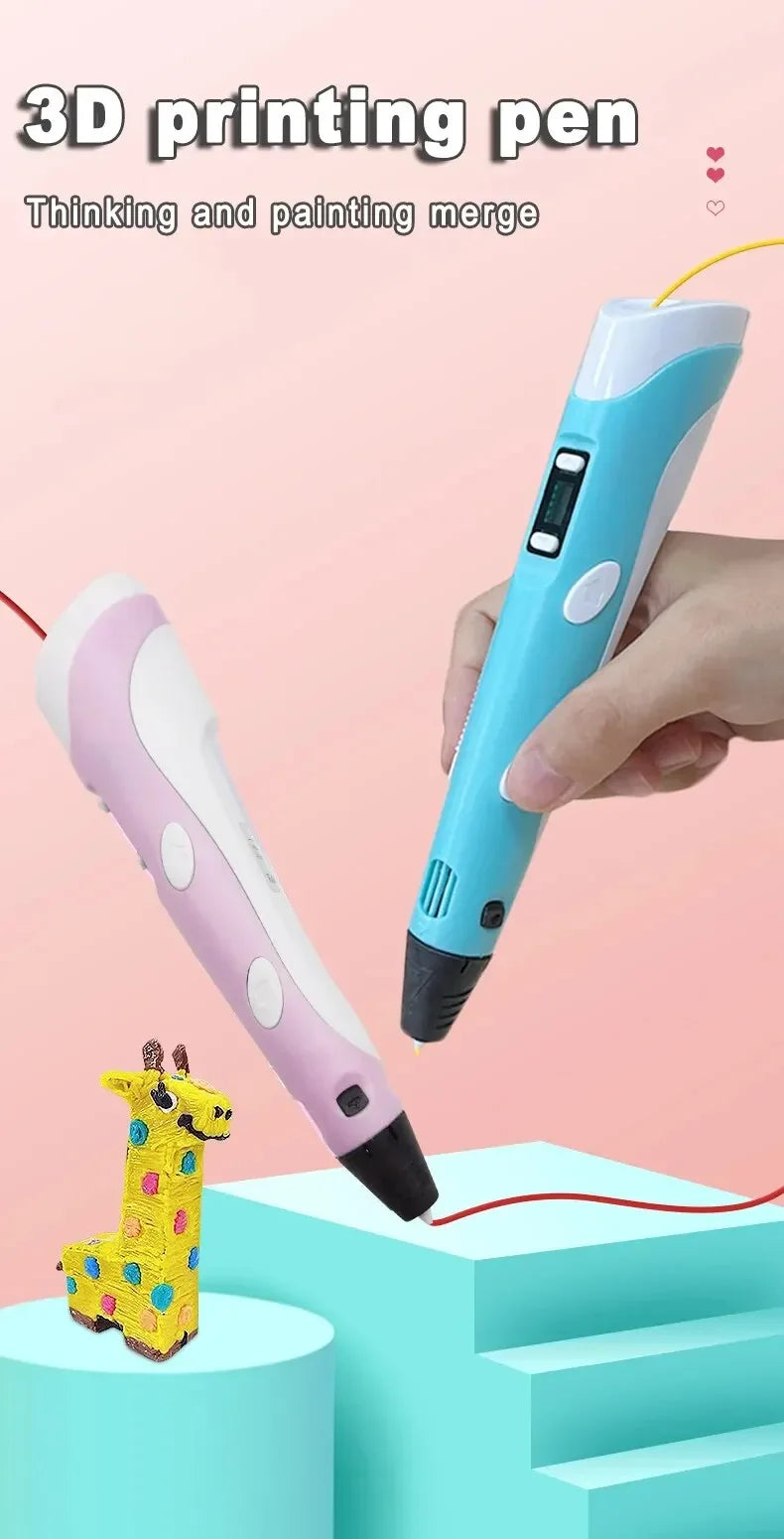 Electronic 3D Printing Pen 25MPLA Long Thread Children's 3D Graffiti Drawing Tool Drawing Smart Toy DIY Christmas Birthday Gift