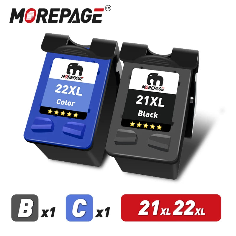 MorePage Replacement Ink Cartridge For HP21 22  HP 21XL For Deskjet F2180 F2200 F2280 F4180 F300 F380 D2300 Printer