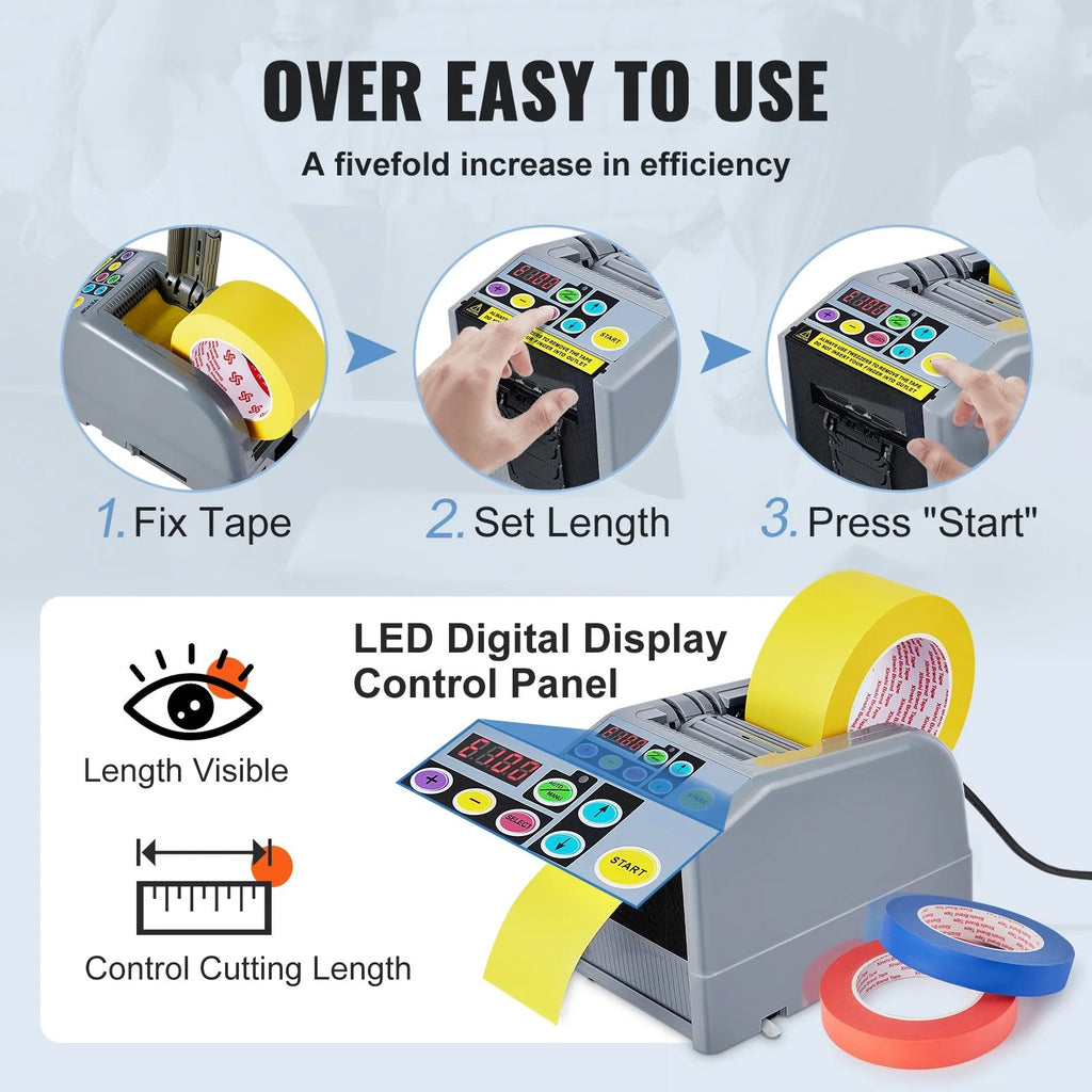 ZCUT-9 Automatic Electric Tape Dispenser Adhesive Cutter Packaging Machine Adhesive Tape Cutting Width 6-60 mm Length 5-999 mm