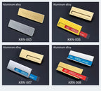 Custom Metal Name Badge Brushed Gold Silver Rectangular Staff Nameplate Free Design Personalized Employee Work Badge No MOQ