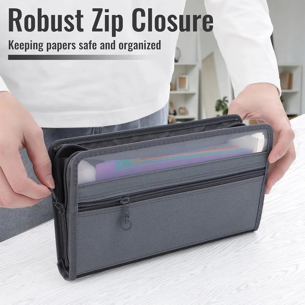 1 Pack A6 Expandable Document Organizer, 13-Pocket Zipper Accordion File Bag, for Cards, Bills, Receipts, Coupons and Cash