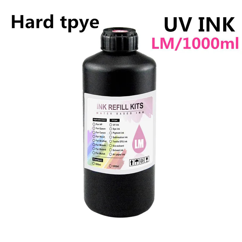UV Hard Ink 1000ML UV Ink For Epson XP600 TX800 XP-600 L800 L805 L1800 R290 R300 1390 1400 1410 1430 DX5 DX7 DX10 UV Printer