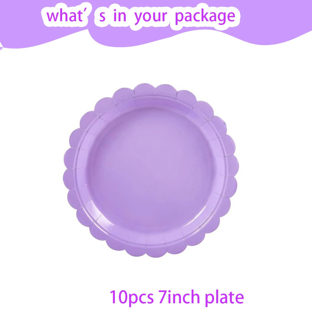 Light Purple Birthday Party Supplies Lavender Paper Cup Plate Napkin Tablecloth for Kids Birthday Wedding Baby Shower Decor
