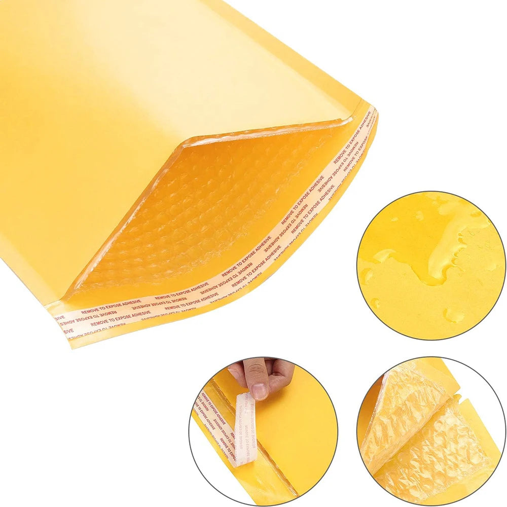 10-50Pack Kraft Bubble Mailers Self Adhesive Paper Envelopes Waterproof Cushioned Padded Foam Shipping Bags for Packaging