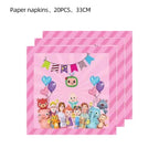 Cartoon Family Theme Birthday Party Decoration Disposable Set Tableware Plate Napkins Tablecloth For Kid Shower Supplies Puzzle
