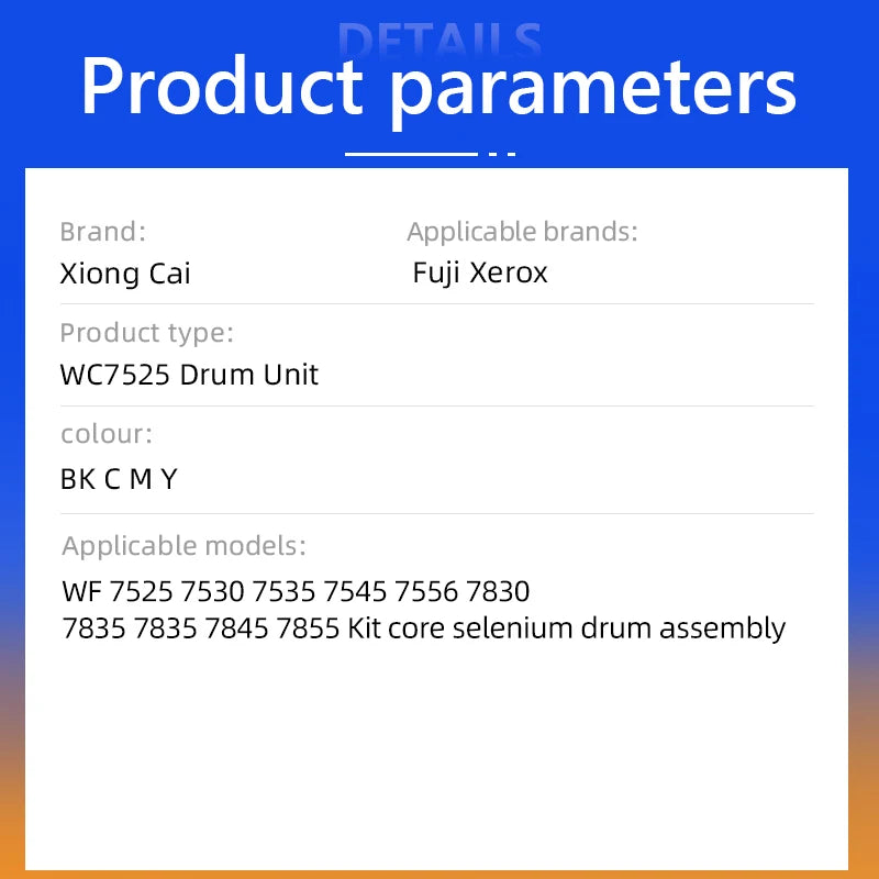 WC7525 Drum Unit,for Fuji Xerox WF 7525 7530 7535 7545 7556 7830 7835 7835 7845 7855 Kit core selenium drum assembly Printer