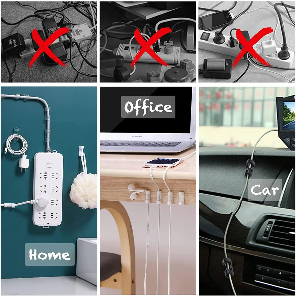 5/20PCS Adhesive Cable Clips Organizer Clips USB Wire Winder Holder Desk Cord Management For Earphone Mouse Cable in Home Office