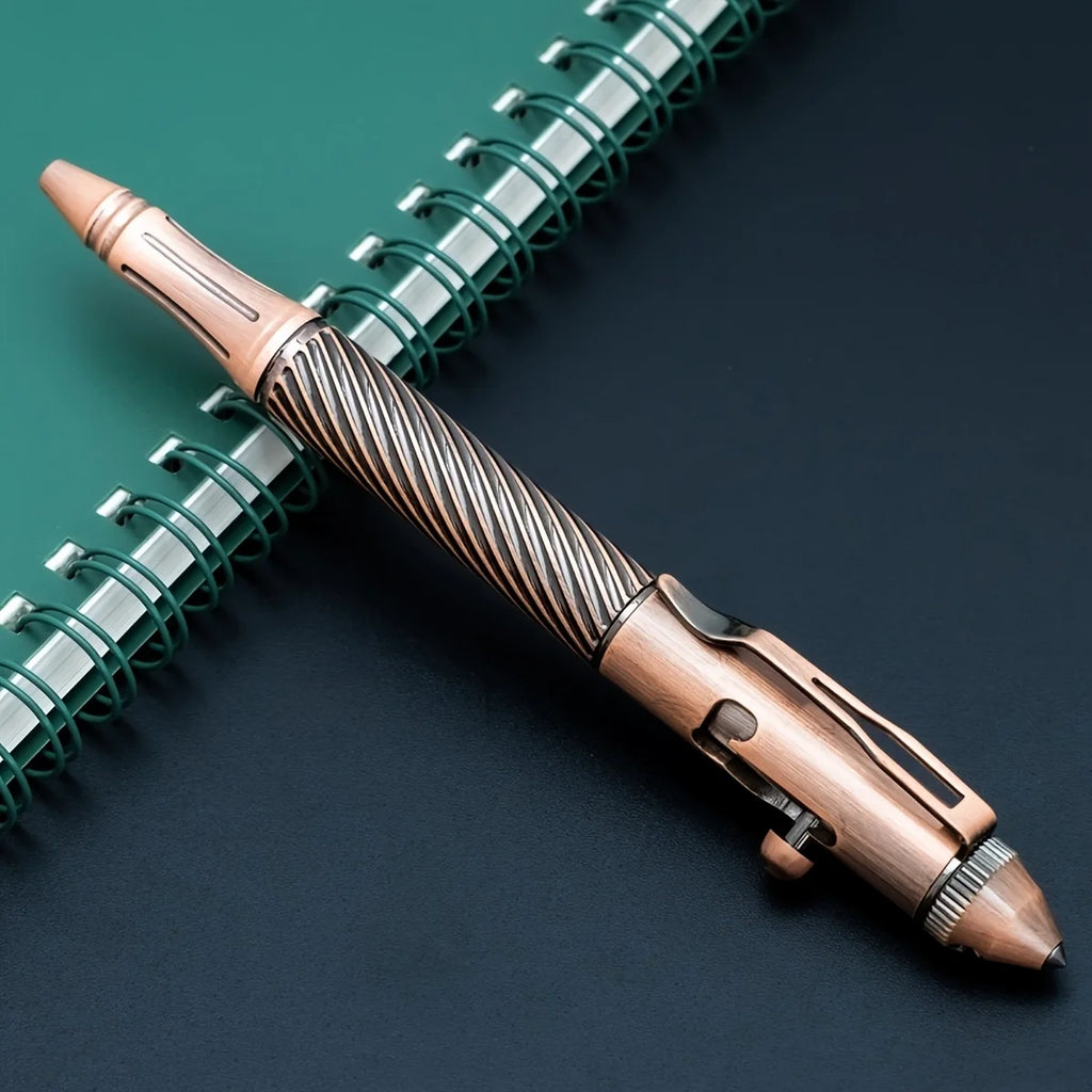 1Pc Brass Pen with a Tungsten Steel Nib, Heavy Metal Feel, Retro Design, Suitable for Business and Office Use, Rotating and Retractable, for Students/Organizations, Holiday Gifts, Valentine's Day, Back-To-School Season, Schoo