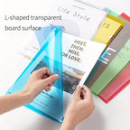 10 Pcs L-shaped Folder Plastic PP Transparent Single-Page Folder A4 Two-Page Set Office Document Storage and Organization