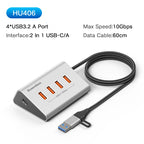 Blueendless Aluminium 10Gbps USB3.2 Gen2 4/10port HUB Docking Station USB-C USB-A Type C Splitter Adapter for PC Laptop macbook