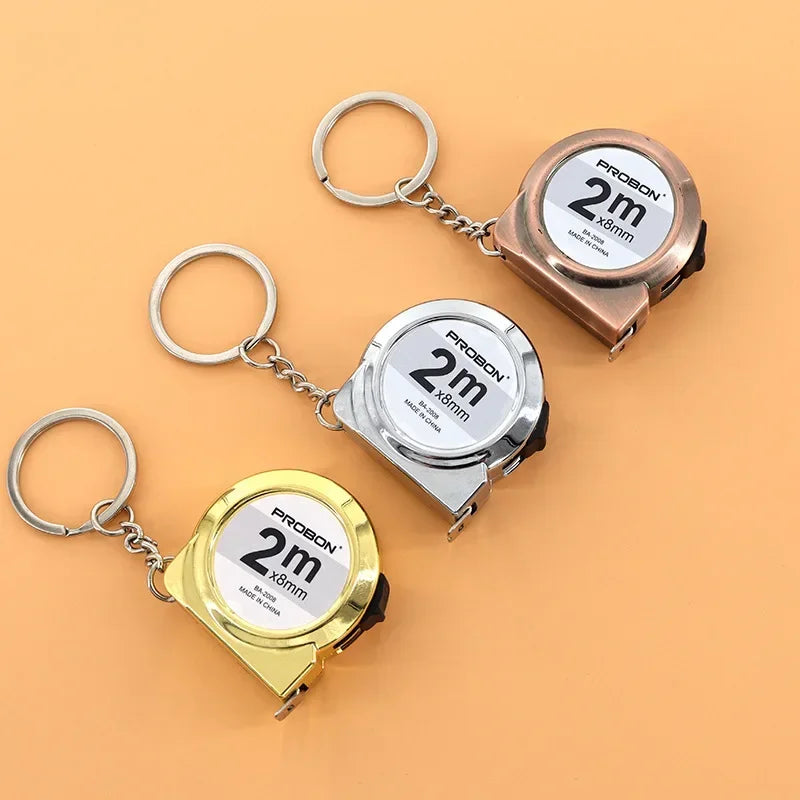 Mini Tape Measure 2m Retractable Portable Keychain Design Mild Steel Small Measuring Tool for DIY Crafting Sewing Household