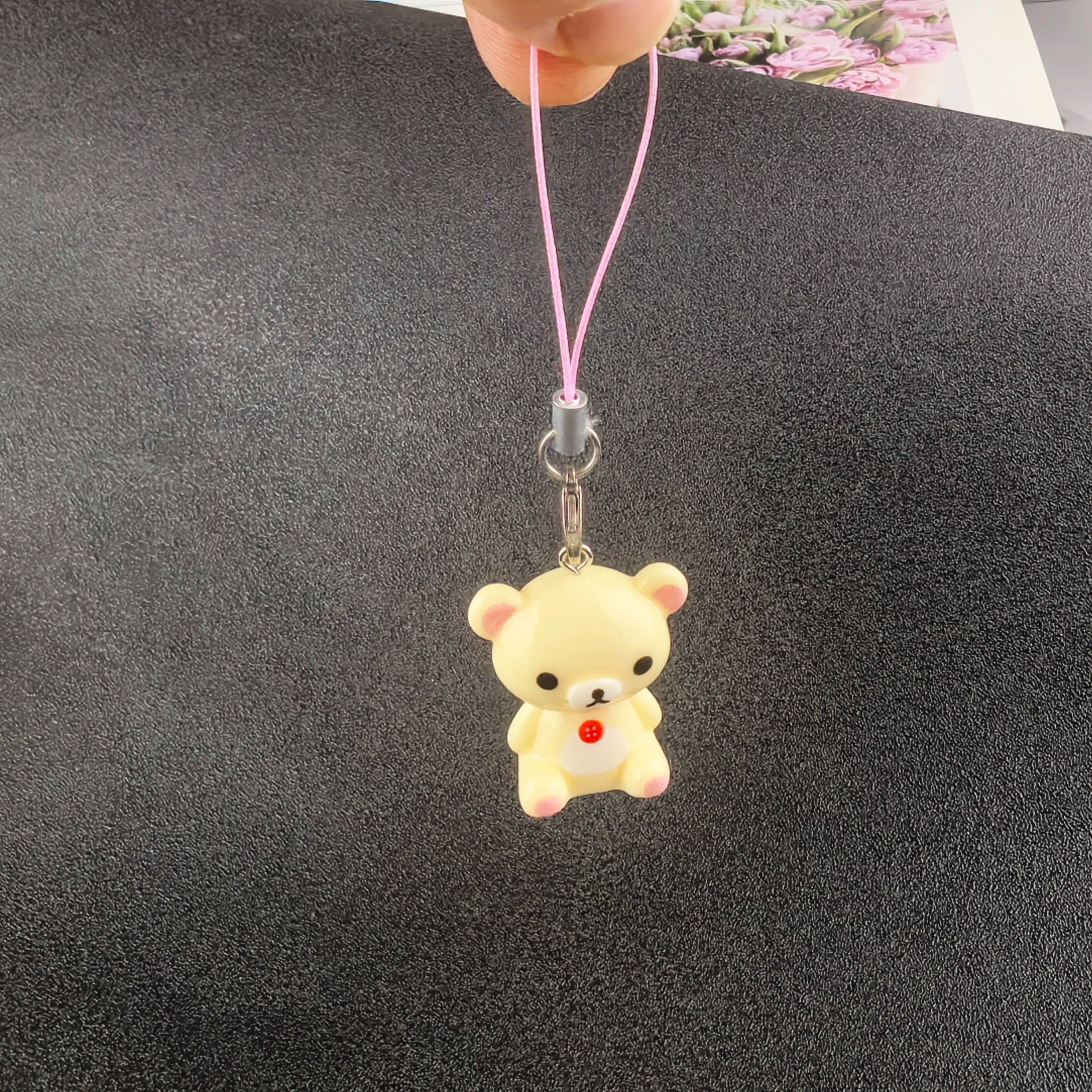 Kawaii Rilakkuma Easy Bear Phone Rope Chain Keyrings Lazybear Doll Keychains Bag Key Pendants Gift
