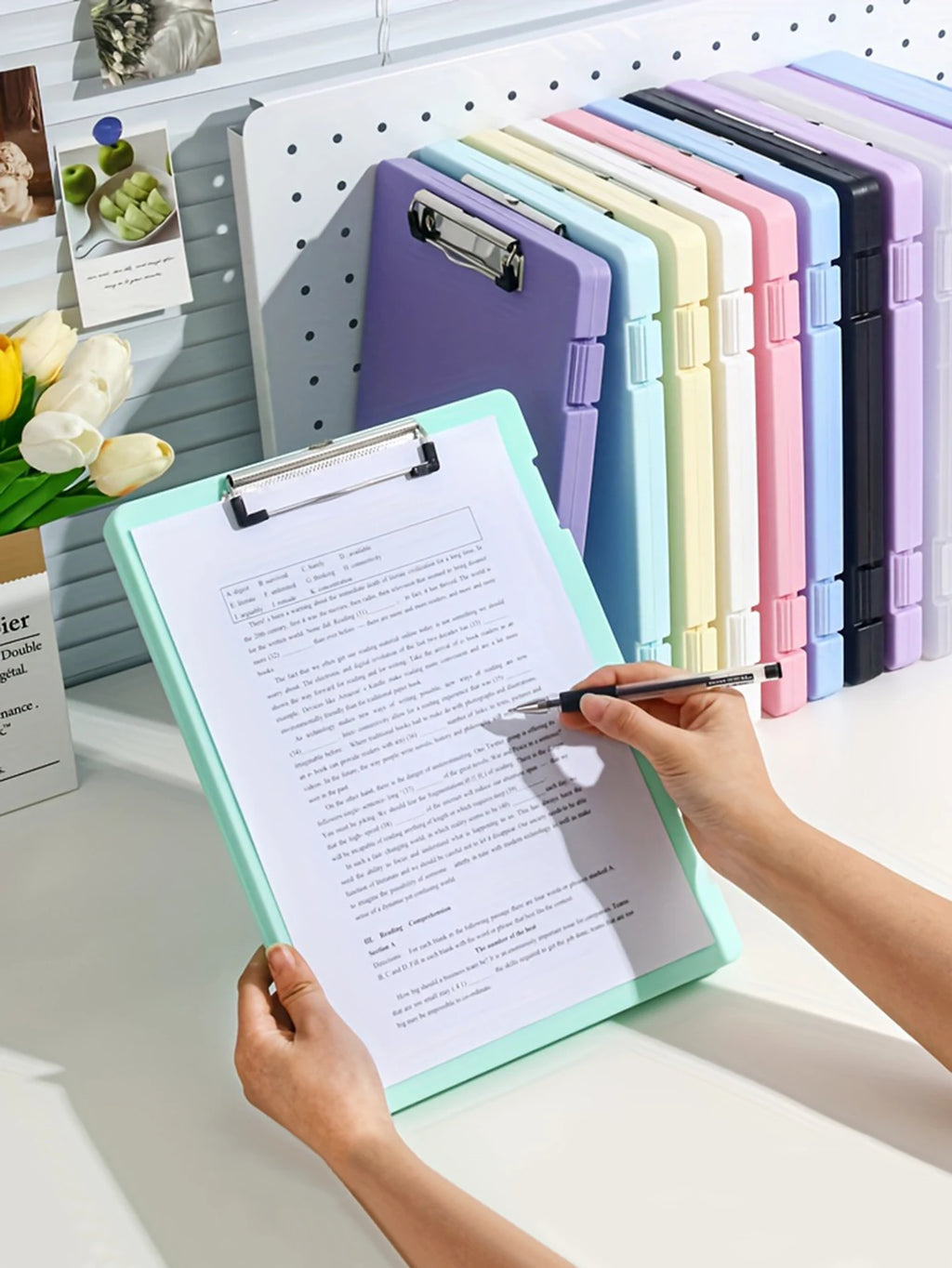 A4 Multi-functional File Folder Desktop Test Paper Organizer Office Document Board Folder Storage Box Writing Board, Office