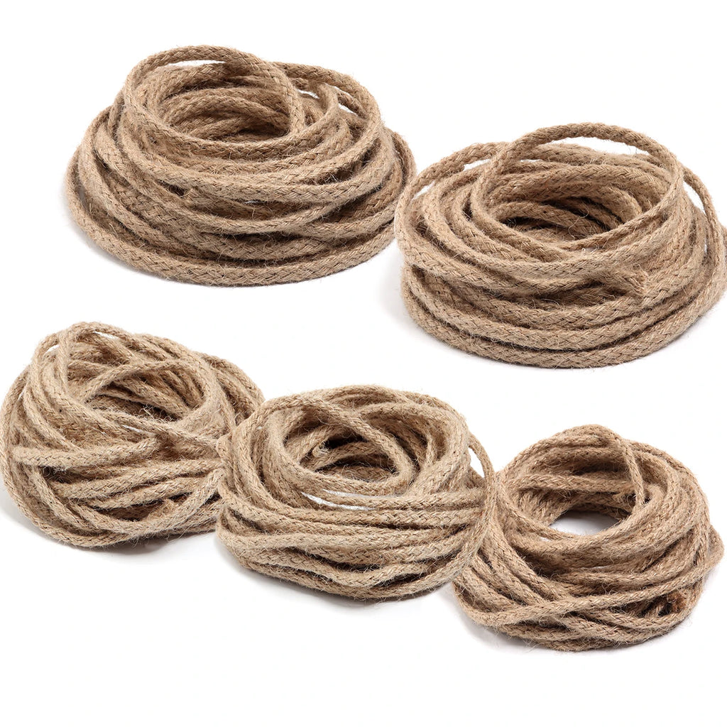 10yards/pack 6/8mm Natural Jute Rope Bold Eight Strand Twisted Cord Rope For Home Crafts Party DIY Clothing Gift Packing Decor