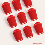 Red Coffee Cup Disposable Paper Cup Milk Tea Hot Drink Store Juice Takeout with Lid 10 12 16oz Environment protection Paper Cups