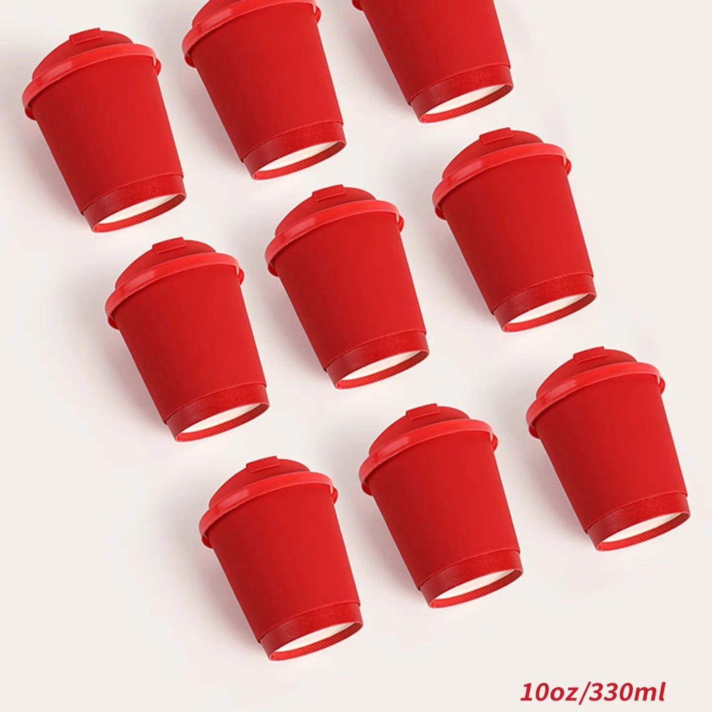 Red Coffee Cup Disposable Paper Cup Milk Tea Hot Drink Store Juice Takeout with Lid 10 12 16oz Environment protection Paper Cups