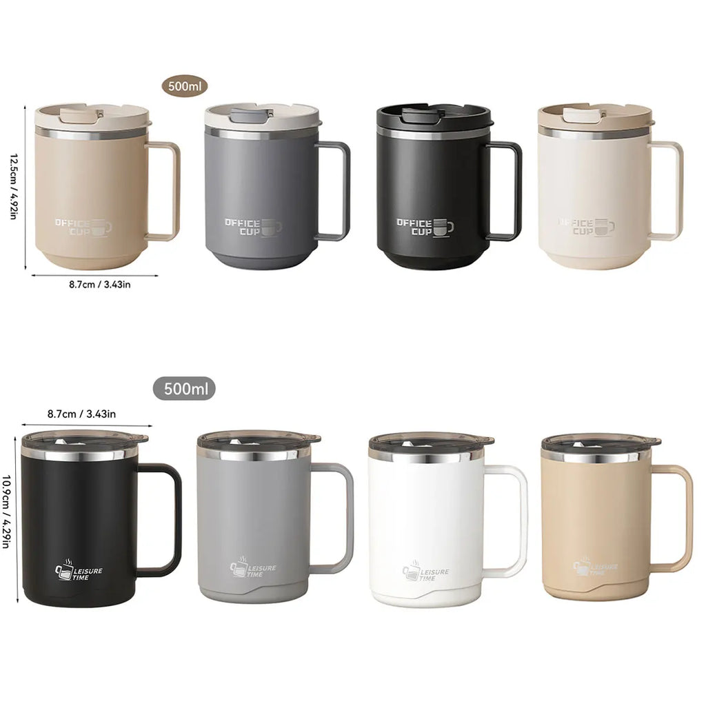WORTHBUY 304 Stainless Steel Double Wall Insulated Coffee Mug With Handle Portable Sealed Water Cup Large Capacity Drinking Cup
