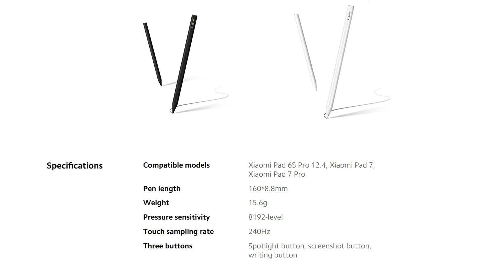 Original Xiaomi Focus Stylus Pen Tab 8192 level Sense Magnetic Drawing Writing Pencil -CN