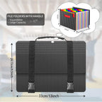 Expandable document folder, 25-pocket accordion-style document organizer with handle, suitable for document organization.
