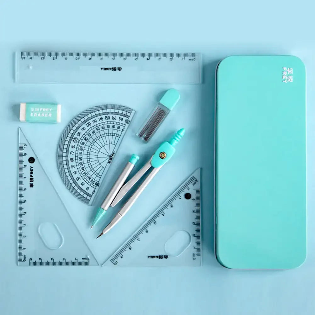 New 7Pcs/Set Professional Back to School Mathematical Rulers Set Compass Ruler Multi-function Drawing Tools Students Stationery