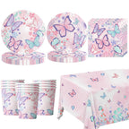 Butterfly Birthday Party Decoration Disposable Party Plates Cup Napkin Tablecloth Butterfly Knìfe Birthday Decoration Baby Showe