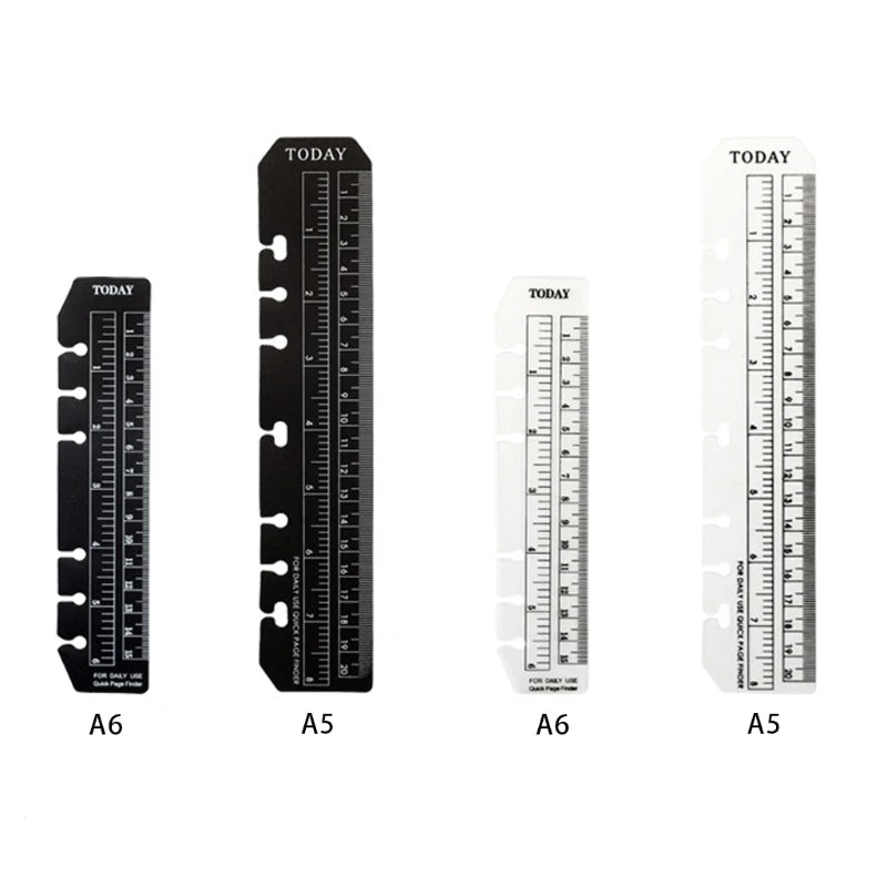 1PC PVC Spacer Soft Ruler Thickened Handbook Bookmark Ruler A5 A6 Loose-Leaf Notebook Peripheral Standard 6-Hole Scale Ruler