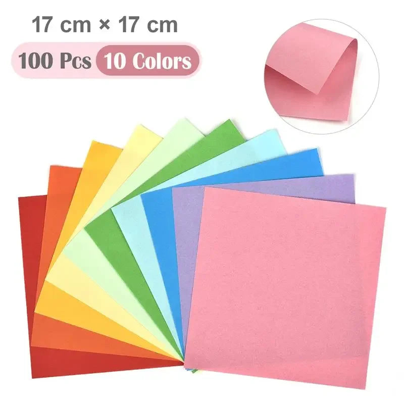 100Pcs Cardstock Paper Double Sided Folding Origami Paper Square Paper Crane Craft DIY Wish Paper Art Material Jewelry Tools ﻿