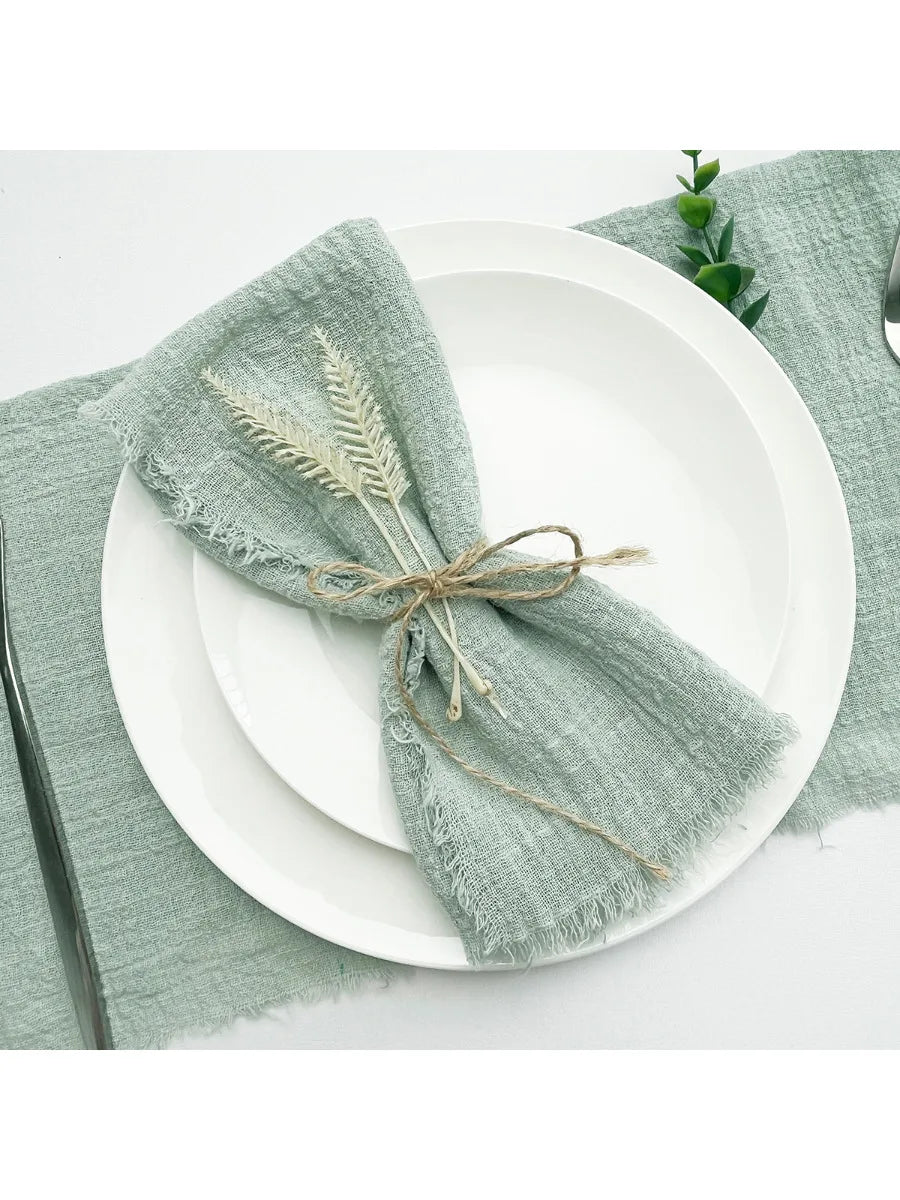 10pcs 32x32cm Wholesale terracotta Gauze Cotton Napkin Reusable Tea Towel Wedding Party Christmas Table Decor Retro Burrs napkin