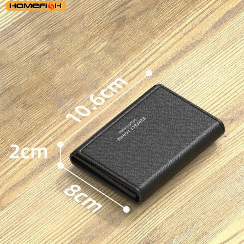 Fashion Leather Men Card Wallets Large Capacity Solid Color Male Purse Multi-card Multifunctional Photo Holder Women