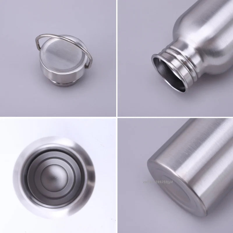 500/750/1000ml Stainless Steel Water Bottle Single Wall Large Capacity Big Mouth Vacuum Flasks with Lid Cycling Drinkware Sports