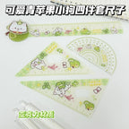 Cartoon 4pcs Ruler Set, Acrylic Straight Ruler Triangle Ruler Protractor, Cute Stationery Measuring Tools for Students